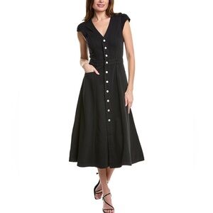 PAIGE Chic Black Button-Down Midi Dress- NEW WITH TAGS